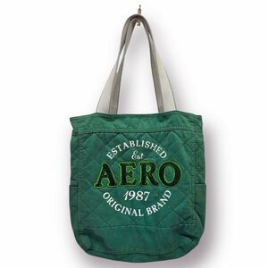 Vtg Y2K Aeropostale Tote Bucket Bag Green Quilted Double Handle Preppy Academia